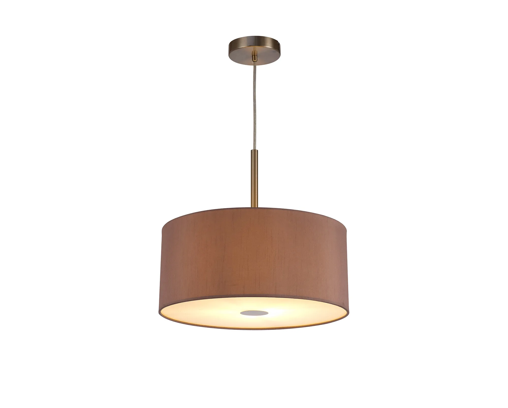 Baymont 40cm Pendant 1 Light Satin Nickel,, Frosted DiffuserTaupe/Halo Gold DK0297  Deco Baymont SN TA